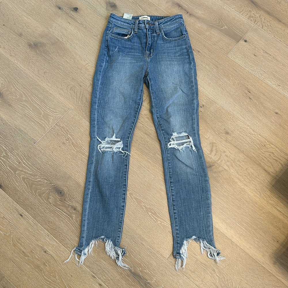 L'AGENCE
Distressed High-Rise Ankle-Crop Skinny Jeans